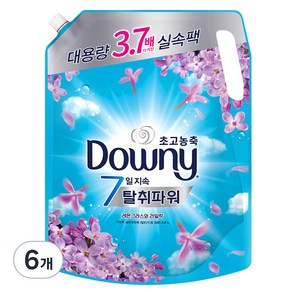 다우니 7일지속 탈취파워 섬유유연제 레몬그라스 라일락 리필, 2.6L, 6개