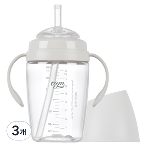 티지엠 쌀알 트라이탄 빨대컵 240ml, 3개, 퓨어화이트