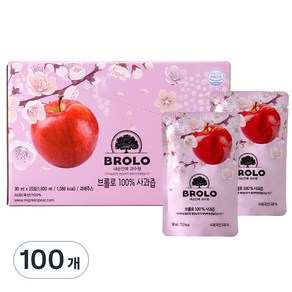 브롤로 사과즙 스탠딩파우치형, 90ml, 100개