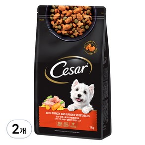 시저 어덜트 강아지 건식사료, 칠면조, 1kg, 2개