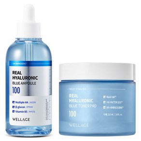 웰라쥬 리얼 히알루로닉 블루 100 앰플 100ml + 블루 토너 패드 70매 210ml 세트