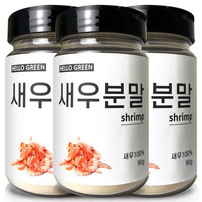 헬로우그린 국산 새우 분말 통, 90g, 3개