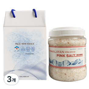 소금성 히말라야 핑크소금 굵은입자, 3개, 2kg