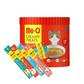 MeO 크리미 버라이어티 고양이 간식 120p, 혼합맛(참치/연어/게/치킨&리버), 1.8kg, 1개