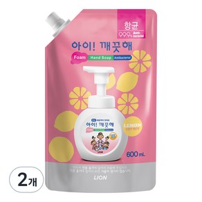 아이깨끗해 거품형 핸드솝 레몬 리필, 600ml, 2개