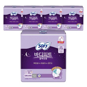 바디피트 볼록맞춤 생리대 날개형, 오버나이트, 12개입, 5개