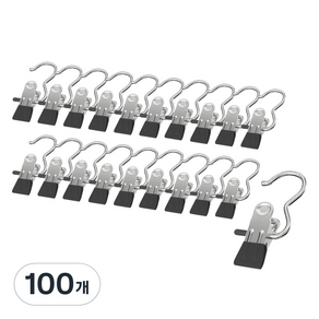 살림의기술 논슬립 외집게 옷걸이, 블랙, 100개