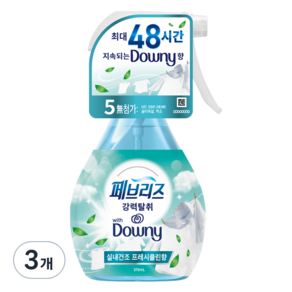 페브리즈 섬유탈취제 다우니 실내건조 프레시클린향 본품, 370ml, 3개