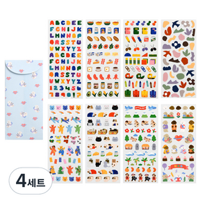 데일리라이크 다이어리 리무버 씰 8종 세트 + 종이봉투, 혼합색상, 4세트