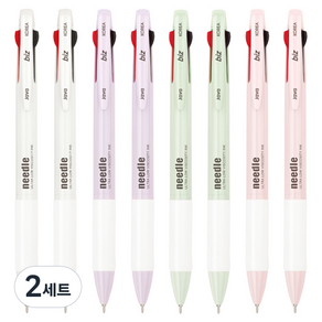 자바펜 N 제트 3볼 니들팁 볼펜 4종 x 2p 세트 0.7mm, 라벤더, 그레이, 그린, 핑크, 2세트