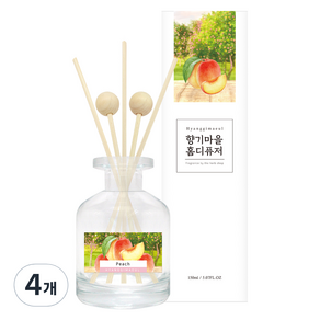 향기마을 실내용 홈 디퓨저 150ml, 복숭아, 4개