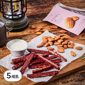 건어물학교 간편 간식 치즈 육포 30g x 2봉 + 볶음아몬드 30g x 3봉 세트, 5세트