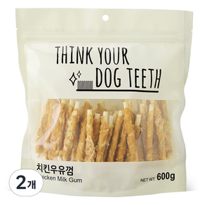 띵크유어도그티 강아지 치킨 우유 껌 스틱형, 치킨우유, 600g, 2개