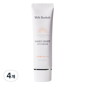 밀크바오밥 데일리 라이트 선크림 SPF50+ PA++++, 4개, 50ml