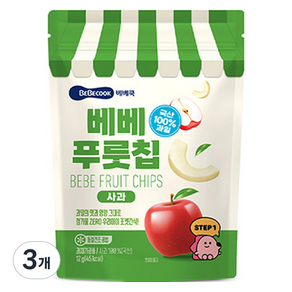 베베쿡 베베푸룻칩 사과, 12g, 3개