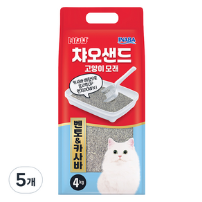 이나바 응고형 챠오샌드 벤토 & 카사바 고양이 모래, 4kg, 5개, 무향