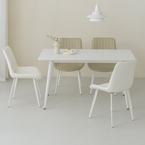 퍼리든 도프트 사각 세라믹 식탁 + 의자 세트 4인용 1400 방문설치, 올화이트 + 화이트 + 베이지, 일반의자 4