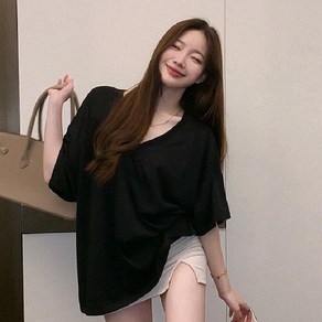 패션풀 여성용 샌드 브이넥 가오리 티셔츠 26636