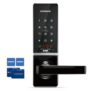 COMMAX 스마트 무타공 손잡이 있음 도어락 + 카드키 4p 세트 CDL-515M