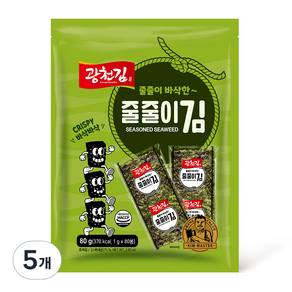 광천김 바삭한 줄줄이김 80p, 80g, 5개