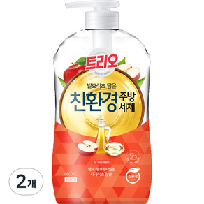 트리오 발효식초 담은 친환경 주방세제 사과향, 680ml, 2개