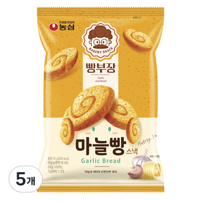 농심 빵부장 마늘빵, 5개, 55g