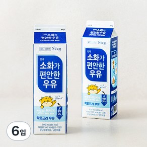 건국유업 소화가 편안한 우유, 900ml, 6입