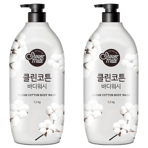 샤워메이트 내추럴 클린코튼 바디워시 목화솜향, 1.2kg, 2개