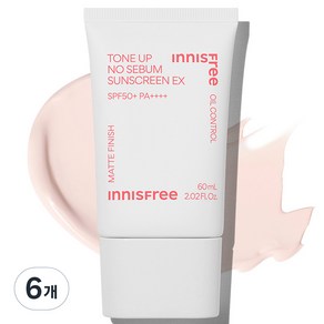 이니스프리 톤업 노세범 선스크린 EX SPF50+ PA++++, 60ml, 6개