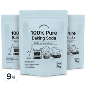 생활공식 100 Pue 베이킹소다, 2kg, 9개