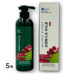 온리제주 백년초 선인장 바디클렌저, 600ml, 5개