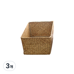 내일의공간 작은 직사각 라탄 바구니 L 30 x 16 x 10 cm, 네츄럴, 3개