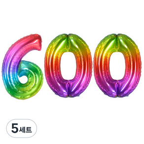 조이파티 숫자 은박풍선 레인보우 대 600, 혼합색상, 5세트