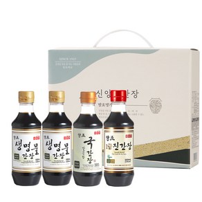 신앙촌 양조 생명물 간장 500ml x 2p + 깔끔한 국간장 500ml + 1급 진간장 500ml 선물 세트 레드K 4-3호, 2L, 1세트