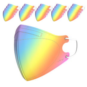 어린숨엣지 새부리형 컬러 마스크 뉴 초초소형 유아용, 레인보우, 1개, 30개입