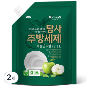 탐사 친환경 주방세제 애플민트향, 2.1L, 2개