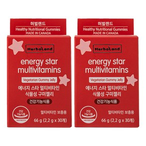 허벌랜드 에너지 스타 멀티비타민 식물성 구미젤리 30p, 66g, 2개