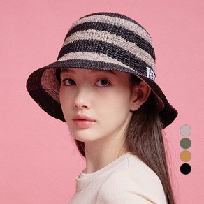 화이트샌즈 여성용 라피아 버킷햇 더블린