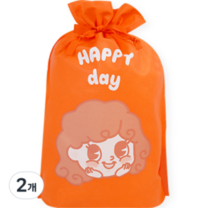 도나앤데코 선물 포장 부직포백 26 x 36cm 5p, 3호 004 Happy day 소녀 오렌지, 2개