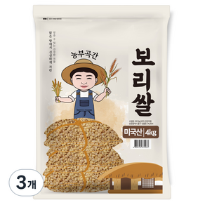 농부곡간 미국산 보리쌀, 4kg, 3개