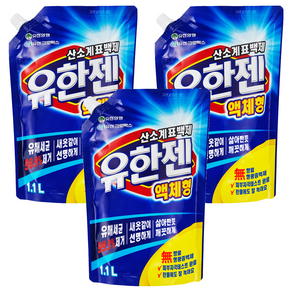 유한젠 산소계표백제 액체형, 1.1L, 3개