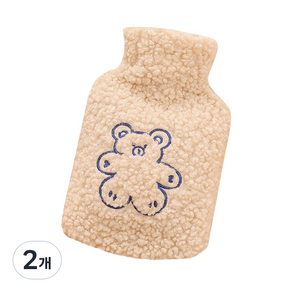 퀵살림 방한 귀여운 보온 물주머니 10 살구 비스킷 곰 1000ml, 2개