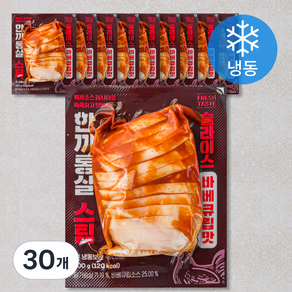 한끼통살 스팀 슬라이스 바베큐립맛 닭가슴살 (냉동), 100g, 30개