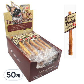 네츄럴이엑스 강아지 터키츄 꽈배기 간식 S, 터키, 12g, 50개