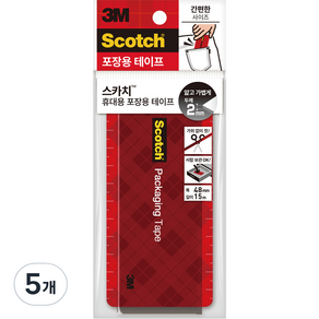 쓰리엠 스카치 휴대용 포장용 박스 테이프 48mm x 15m, 투명, 5개