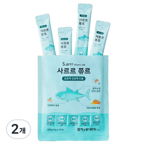 동원아르르 사르르 쮸르 짜먹는 고양이간식 요로계건강, 100g, 2개, 혼합맛(참치/닭)