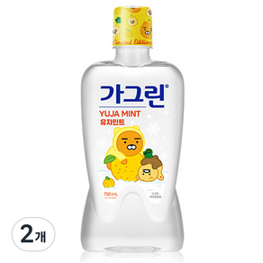 가그린 구강세정제 유자민트향, 2개, 750ml