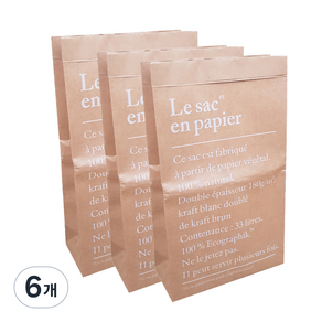 LE SAC 페이퍼백 크라프트 + 크라프트, 크라프트(크라프트), 6개