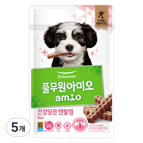 풀무원 강아지 아미오 건강담은 덴탈껌 레드, 100g, 5개