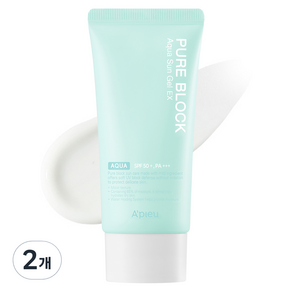 어퓨 퓨어 블록 아쿠아 선젤 이엑스 SPF50+ PA+++, 50ml, 2개